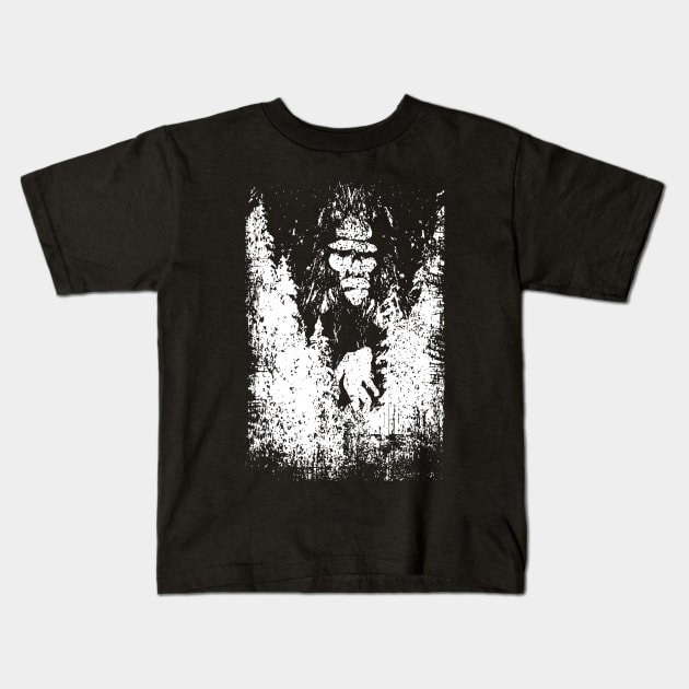 Bigfoot Silhouette Retro Sasquatch Kids T-Shirt by Tesszero